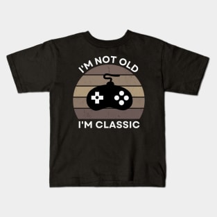 I'm not old, I'm Classic | Game Controller | Retro Hardware | Sepia | Vintage Sunset | '80s '90s Video Gaming Kids T-Shirt
